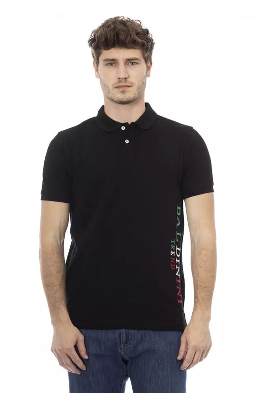 Baldinini Trend Schwarzes Herrenpolo aus Baumwolle