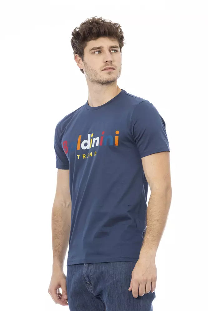 Baldinini Trend Blaues Herren-T-Shirt aus Baumwolle