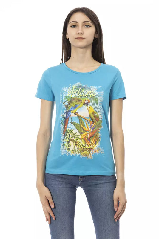 Trussardi Action Hellblaues Baumwoll-T-Shirt für Damen