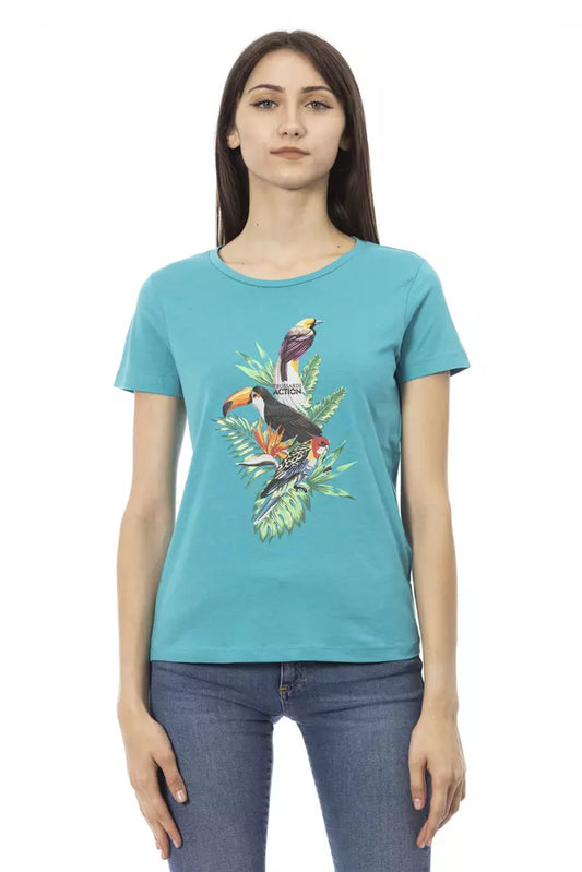 Trussardi Action Hellblaues Baumwoll-T-Shirt für Damen