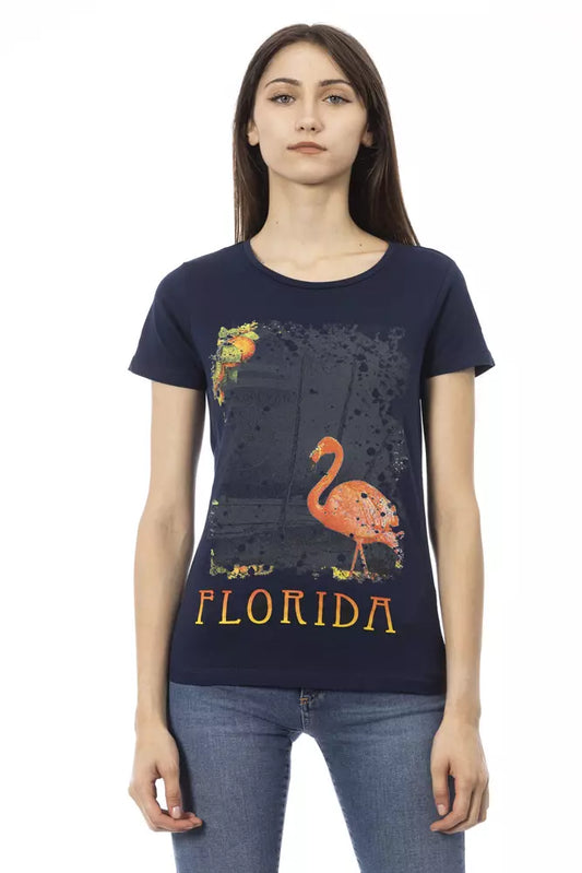 Trussardi Action Blaues Baumwoll-T-Shirt für Damen