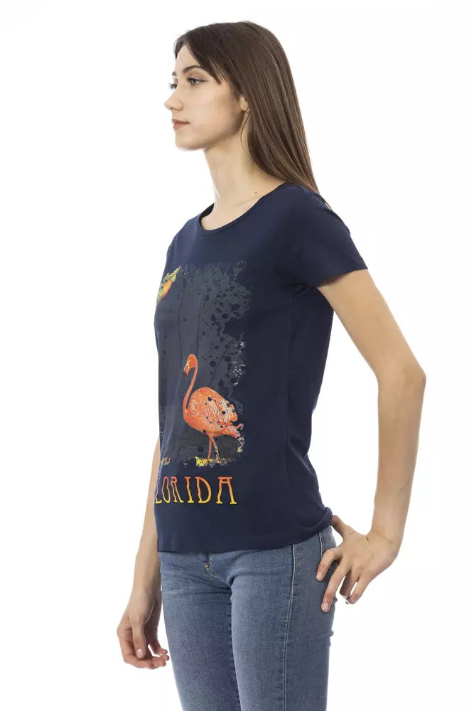 Trussardi Action Blaues Baumwoll-T-Shirt für Damen