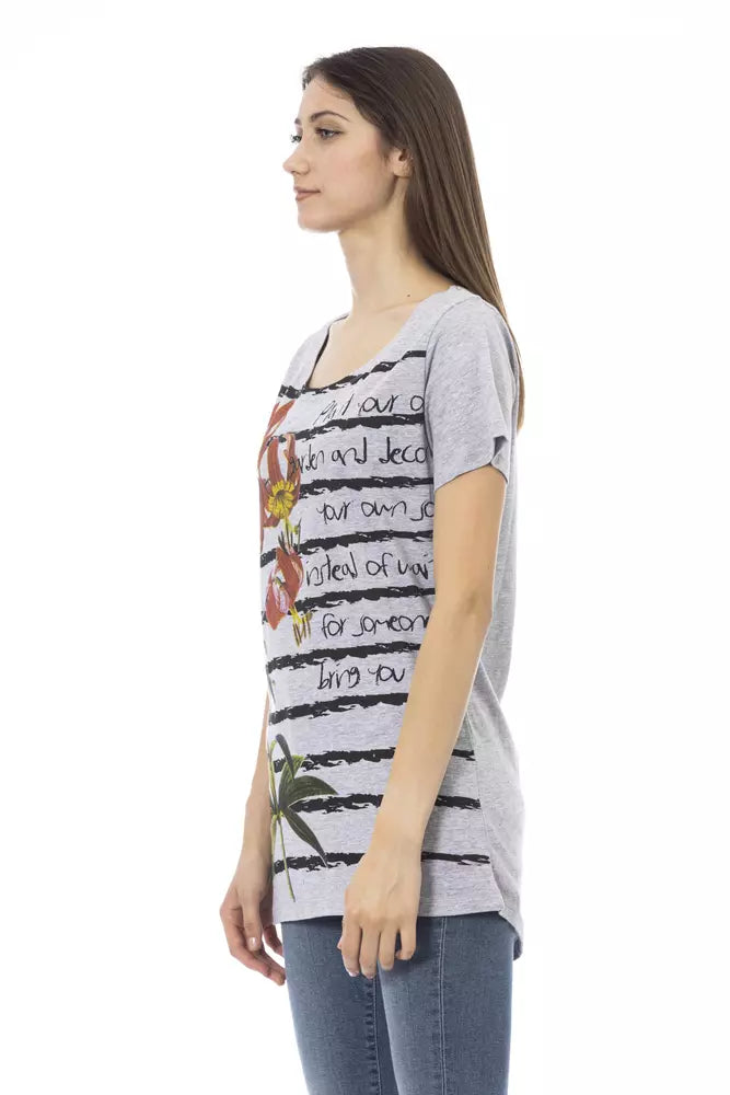 Trussardi Action Graues Baumwoll-T-Shirt für Damen