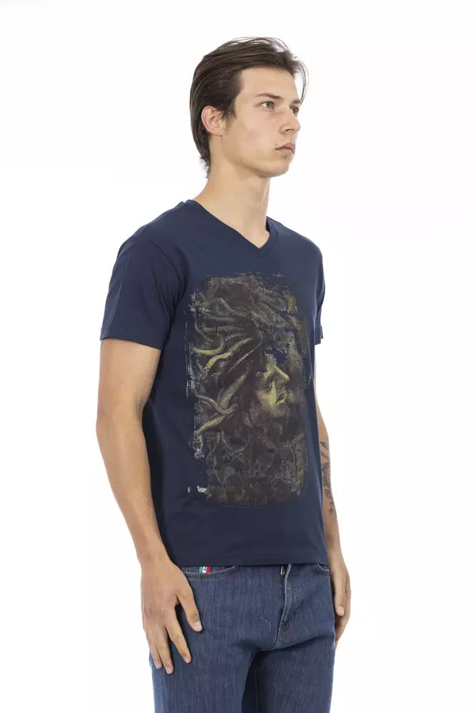 Trussardi Action Blaues Herren-T-Shirt aus Baumwolle