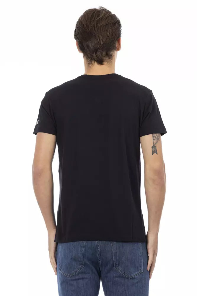 Trussardi Action Schwarzes Baumwoll-T-Shirt für Herren