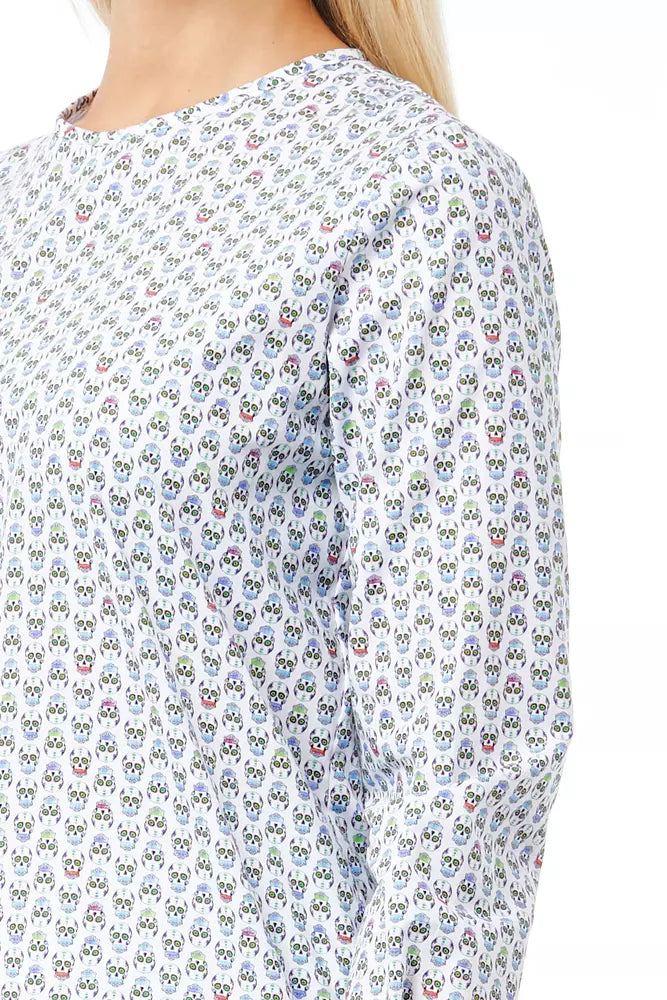 Bagutta Weiße Baumwollbluse für Damen mit Totenkopf-Print
