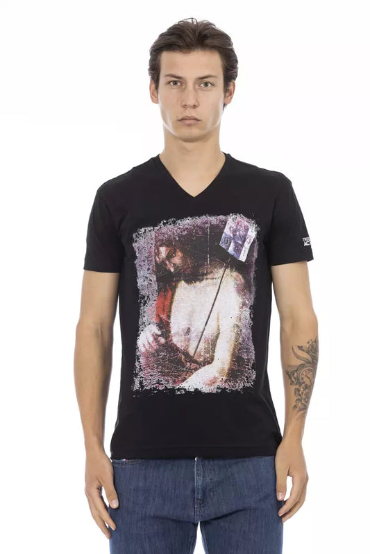 Trussardi Action Schwarzes Baumwoll-T-Shirt für Herren