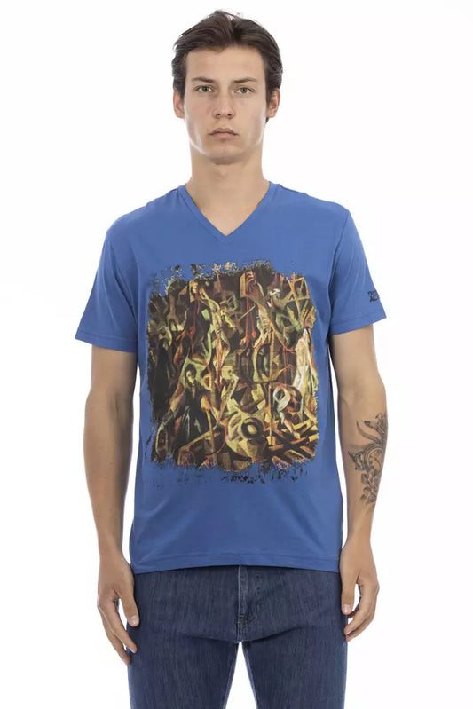 Trussardi Action Blaues Herren-T-Shirt aus Baumwolle