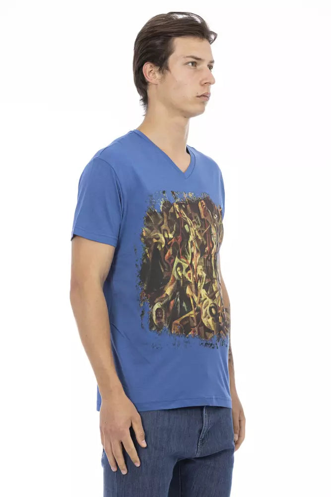 Trussardi Action Blaues Herren-T-Shirt aus Baumwolle