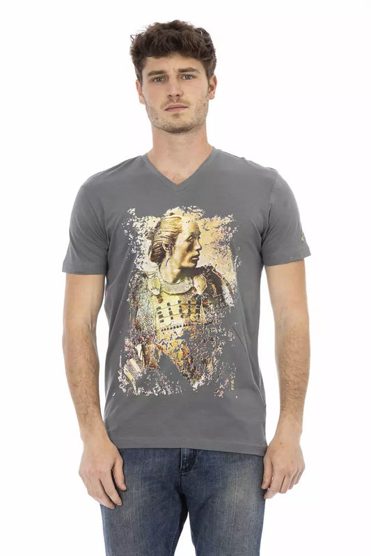 Trussardi Action Graues Baumwoll-T-Shirt für Herren