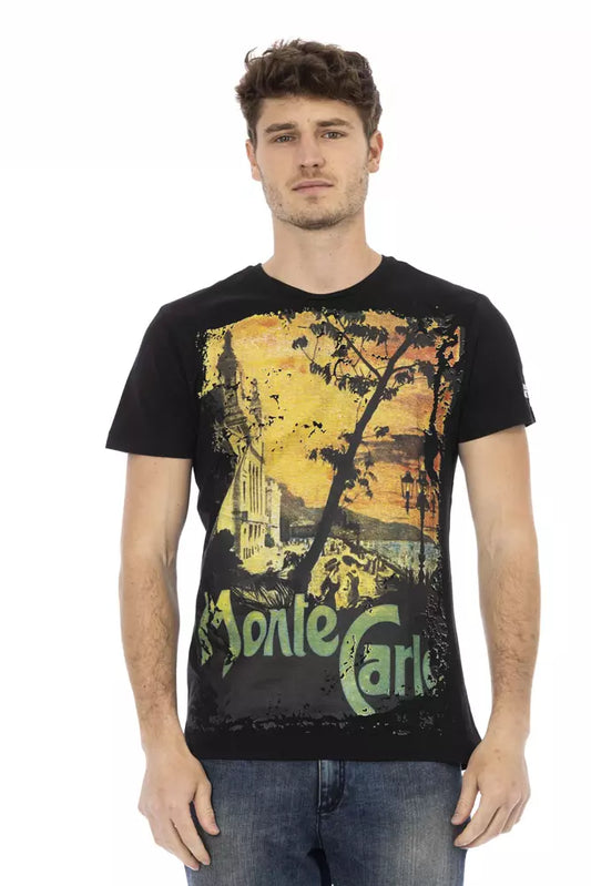 Trussardi Action Schwarzes Baumwoll-T-Shirt für Herren