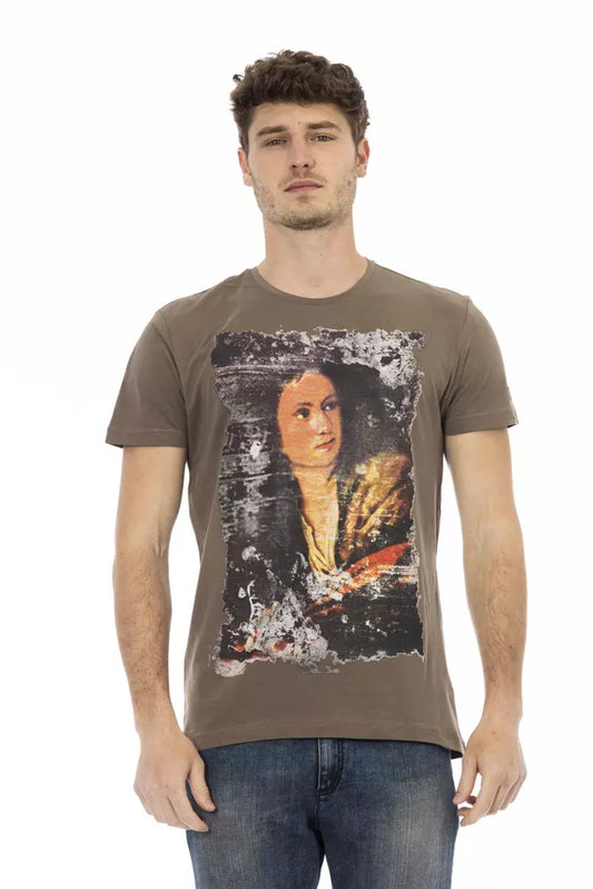 Trussardi Action Braunes Herren-T-Shirt aus Baumwolle