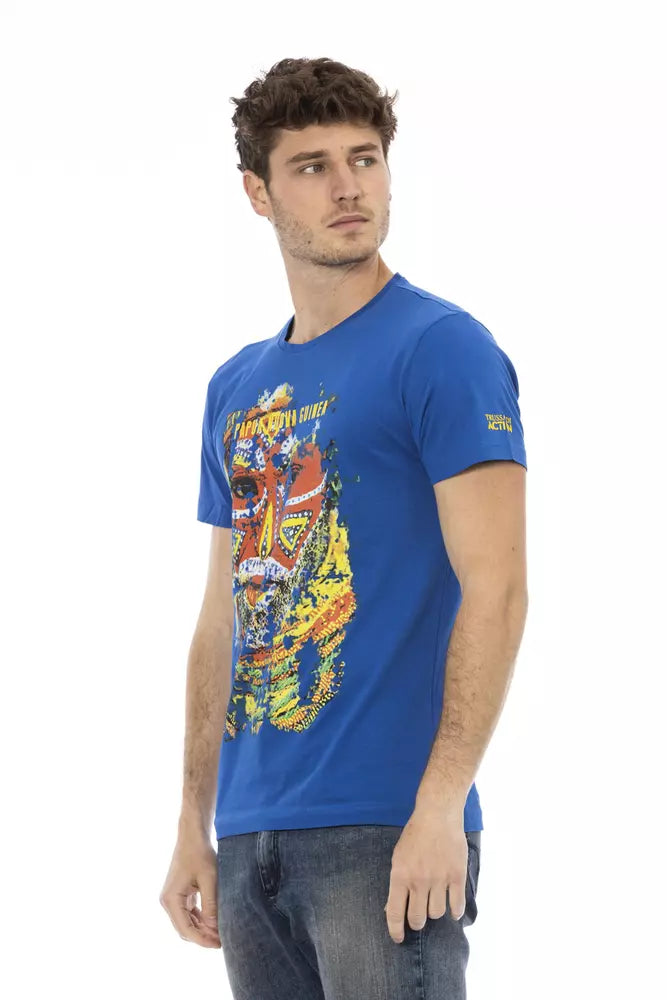Trussardi Action Blaues Herren-T-Shirt aus Baumwolle