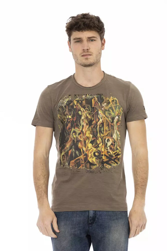 Trussardi Action Braunes Herren-T-Shirt aus Baumwolle