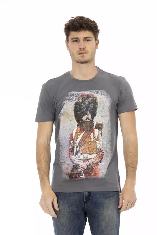 Trussardi Action Graues Baumwoll-T-Shirt für Herren