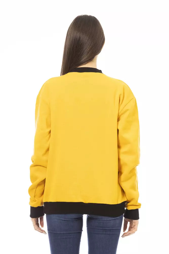Baldinini Trend Gelber Baumwoll-Hoodie für Damen