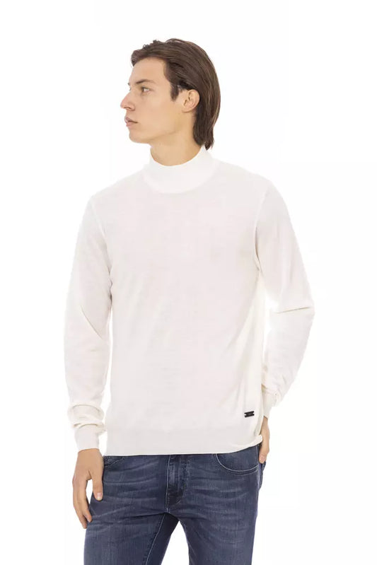 Baldinini Trend Weißer Stoff Herren Rollkragenpullover