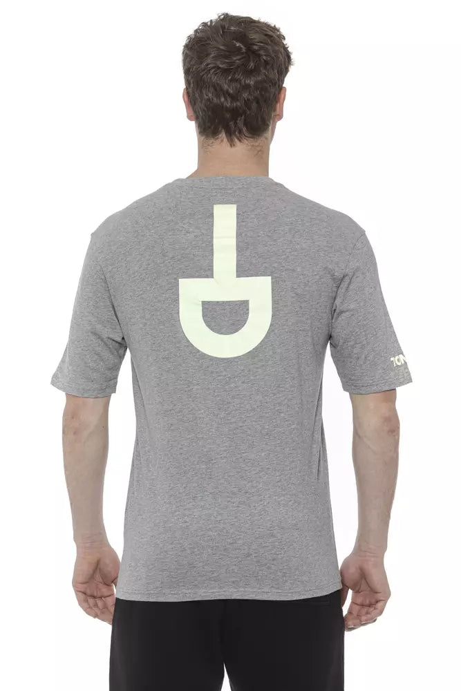 Rundes graues Herren-T-Shirt aus Baumwolle