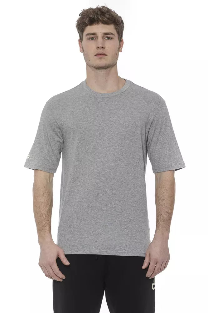 Rundes graues Herren-T-Shirt aus Baumwolle