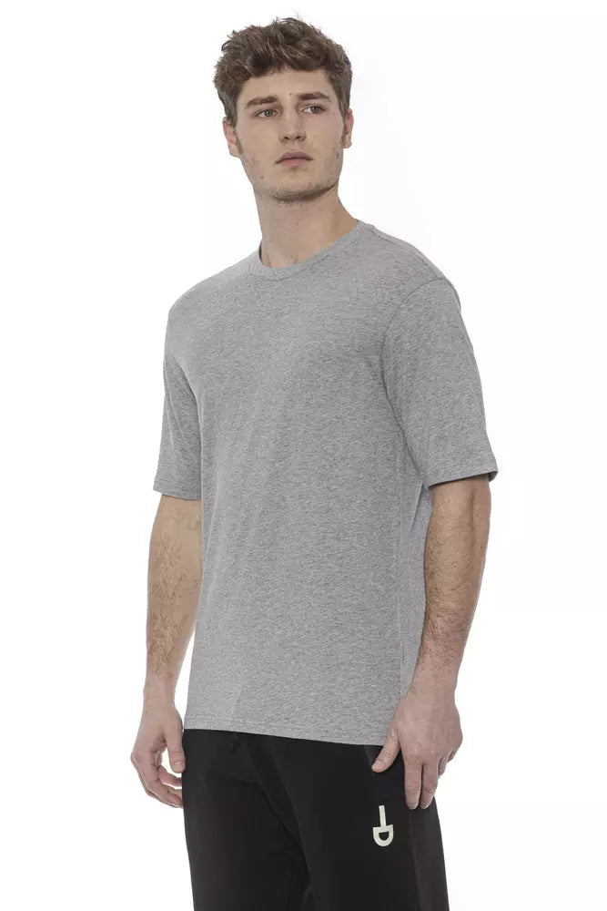 Rundes graues Herren-T-Shirt aus Baumwolle