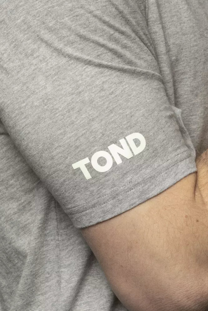 Rundes graues Herren-T-Shirt aus Baumwolle