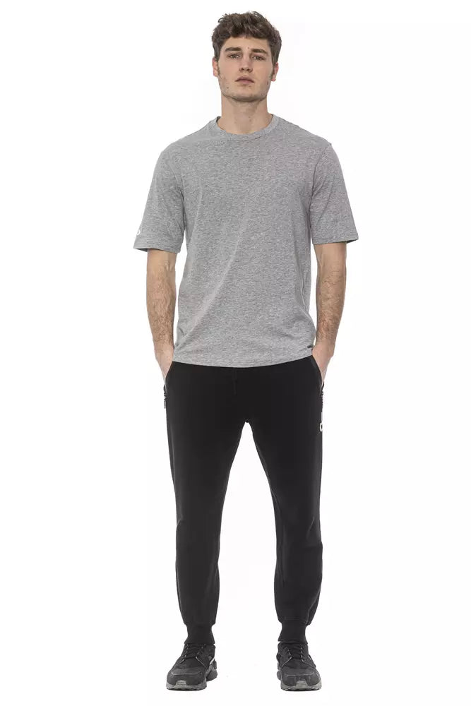 Rundes graues Herren-T-Shirt aus Baumwolle