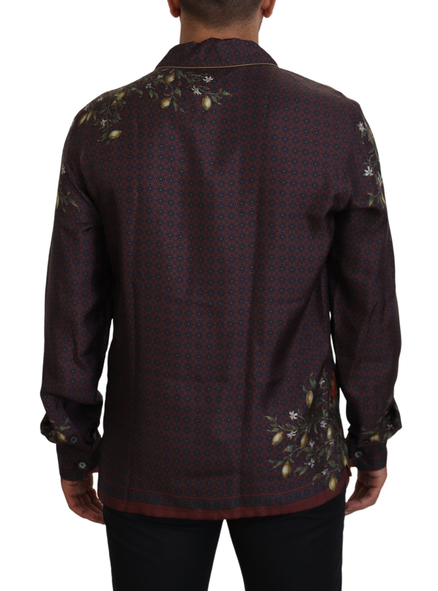 Dolce &amp; Gabbana Bordeaux Straußenseidensatin Lässiges Herrenhemd