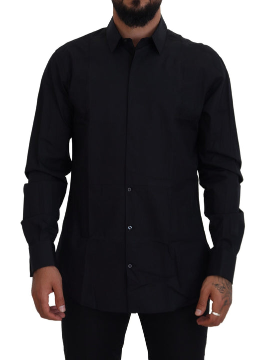 Dolce &amp; Gabbana Herrenhemd in Slim Fit aus Baumwolle in Schwarz und Gold