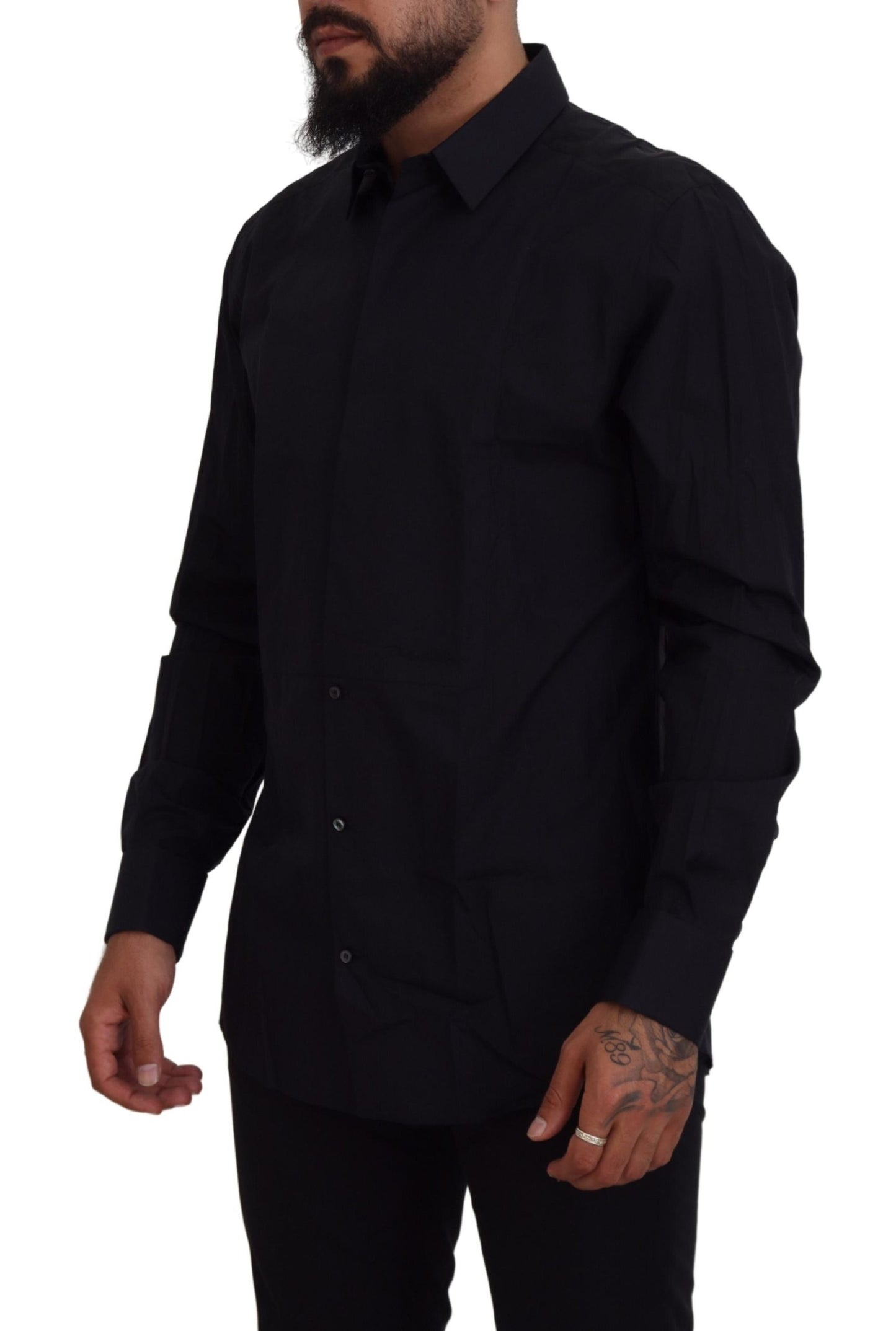 Dolce &amp; Gabbana Herrenhemd in Slim Fit aus Baumwolle in Schwarz und Gold