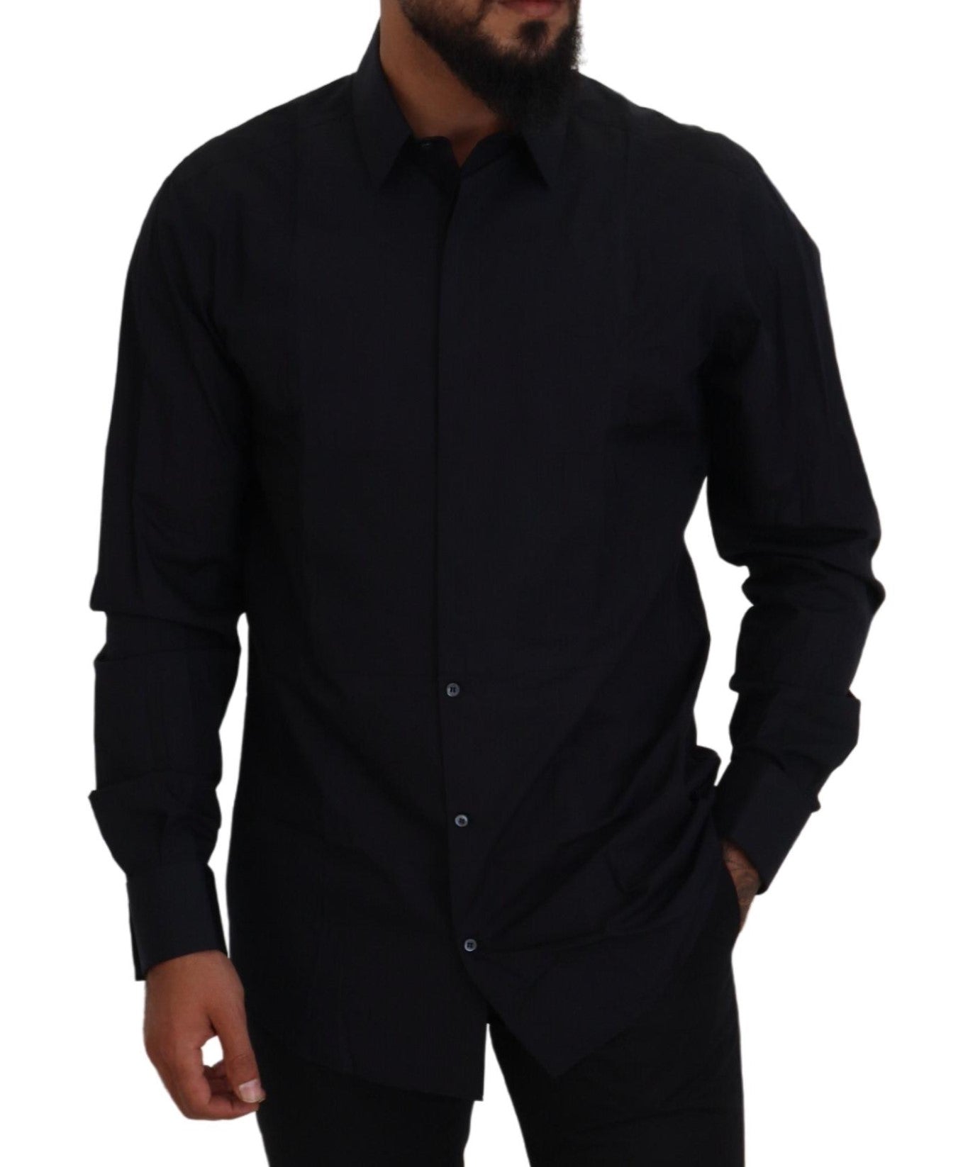 Dolce &amp; Gabbana Herrenhemd in Slim Fit aus Baumwolle in Schwarz und Gold
