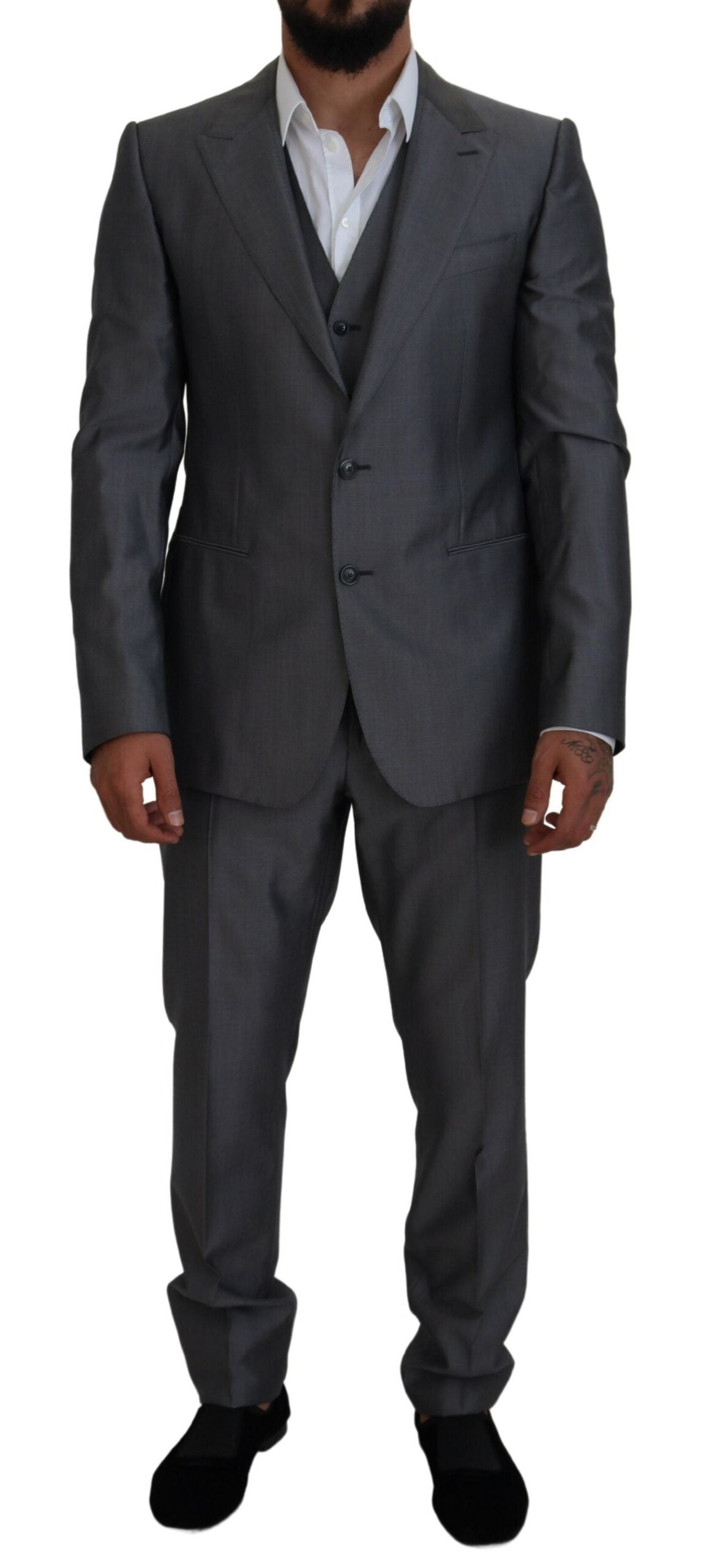 Dolce &amp; Gabbana Grauer SICILY 3-teiliger Slim Fit Anzug