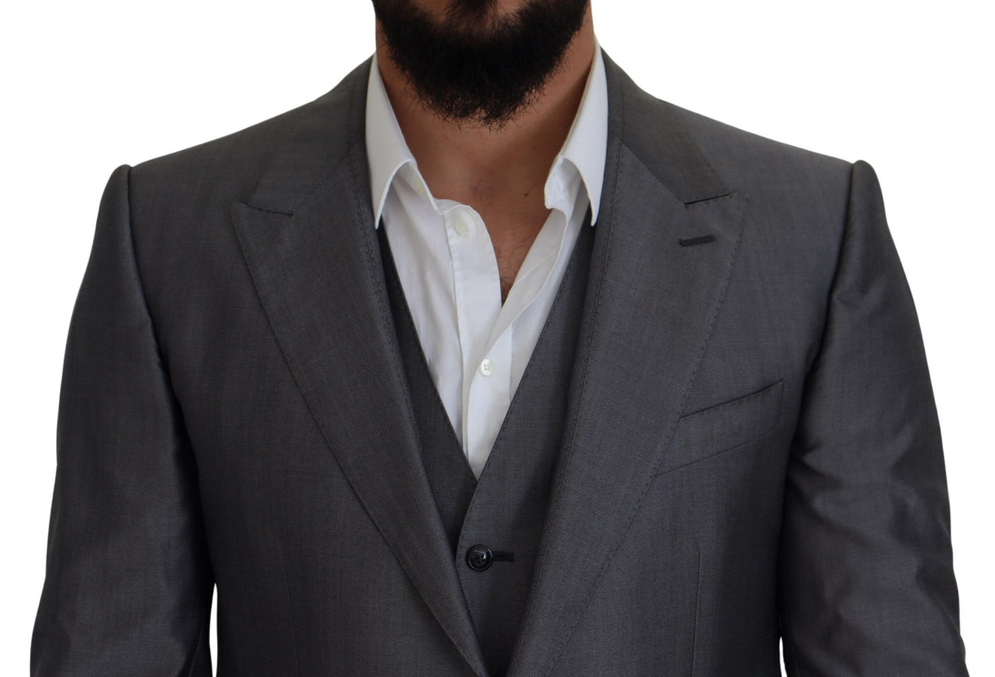 Dolce &amp; Gabbana Grauer SICILY 3-teiliger Slim Fit Anzug