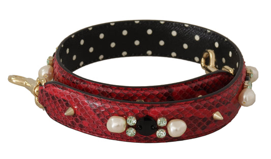Dolce &amp; Gabbana – Schultergurt für Taschen aus exotischem Leder mit Kristallen in Rot