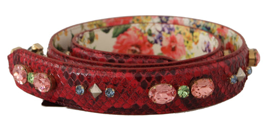 Dolce &amp; Gabbana – Wendbarer Schultergurt aus rotem exotischem Leder mit Kristallen