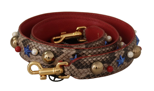Dolce &amp; Gabbana – Schultergurt aus braunem Pythonleder mit Nieten