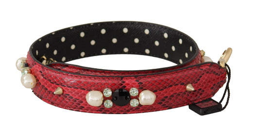 Dolce &amp; Gabbana – Wendbarer Schultergurt aus rotem Pythonleder mit Kristallen