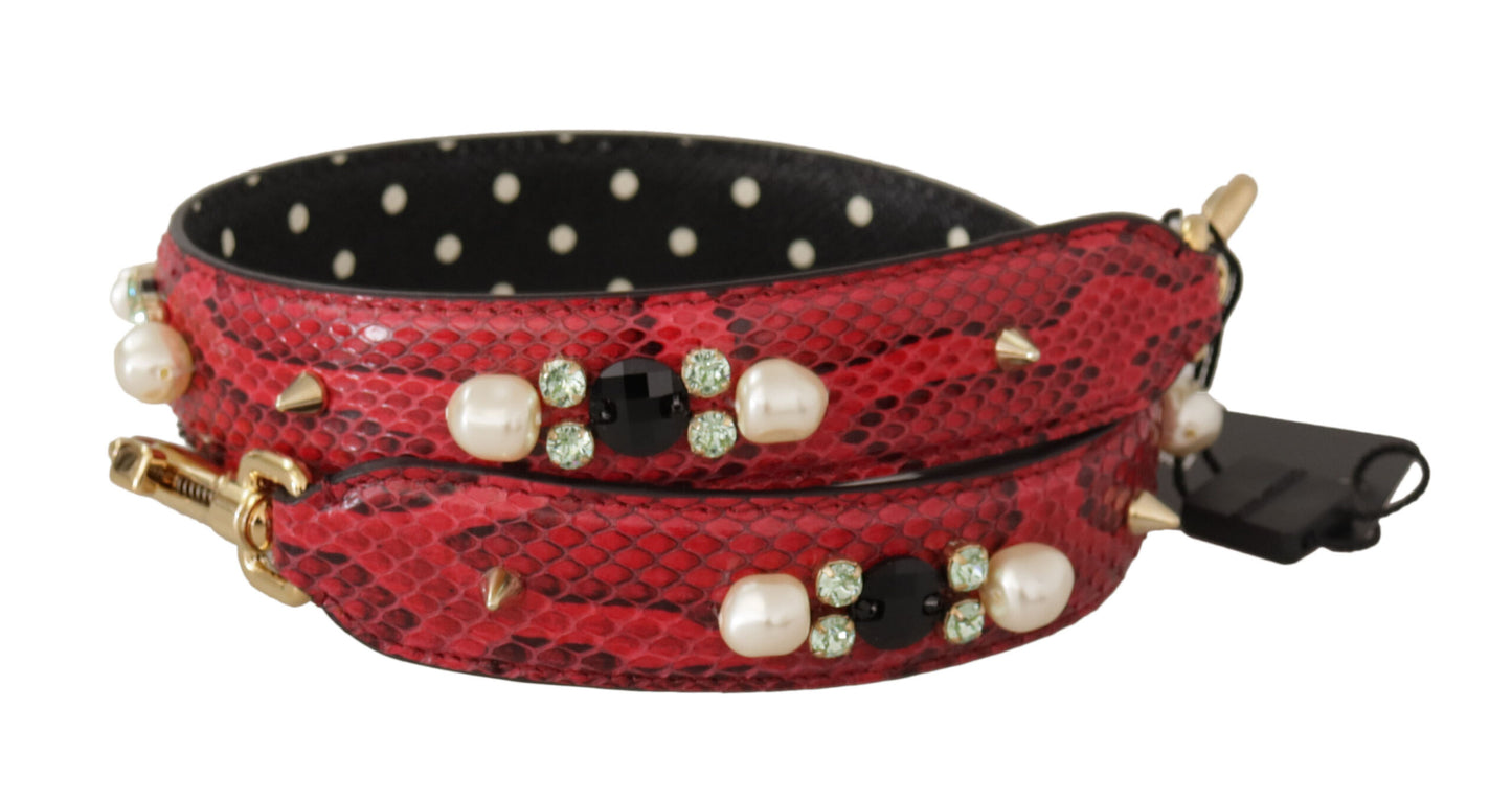Dolce &amp; Gabbana – Wendbarer Schultergurt aus rotem Pythonleder mit Kristallen