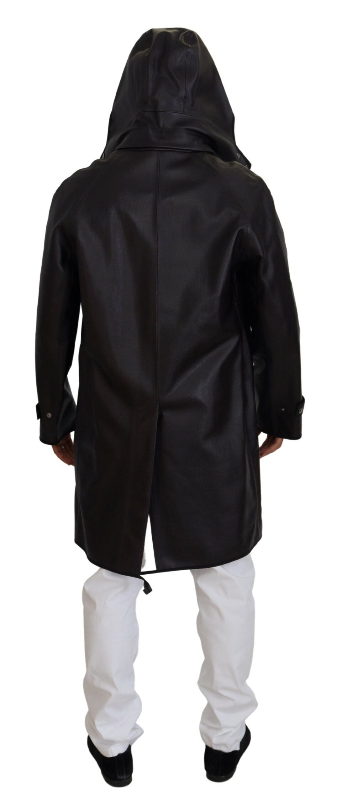 Dolce &amp; Gabbana – Schwarze Trenchcoat-Parka-Baumwolljacke mit Kapuze
