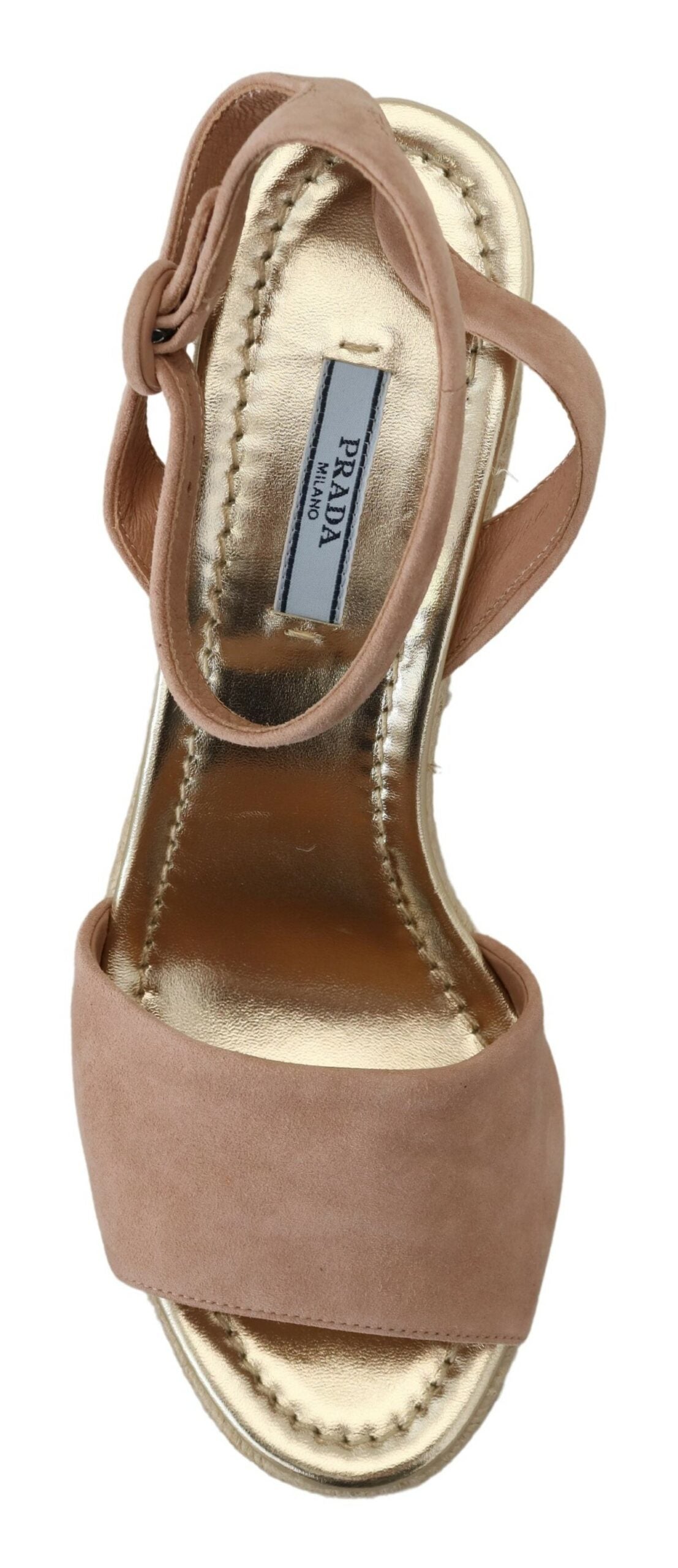 Prada – Sandalen mit Knöchelriemen aus rosa Wildleder