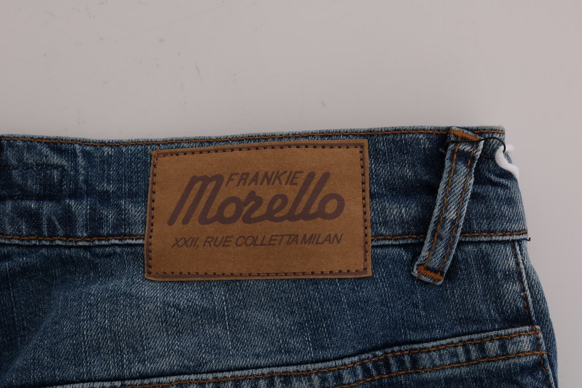 Frankie Morello – Dunfermile Slim Fit Jeans in blauer Waschung und zerrissenem Design