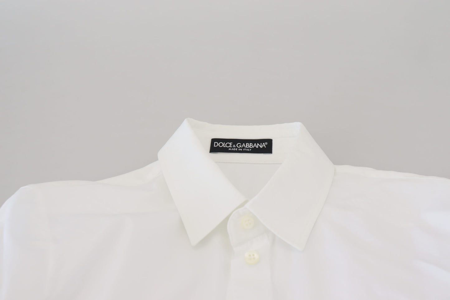 Dolce &amp; Gabbana – Weißes, formelles Oberteil aus Baumwolle mit Kragen und langen Ärmeln