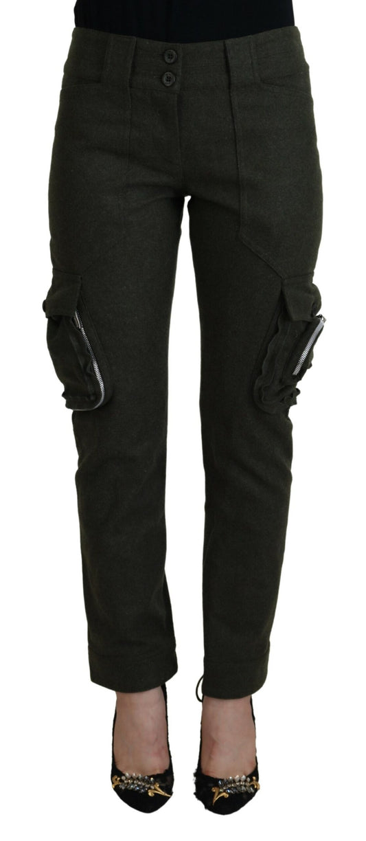 Ermanno Scervino – Grüne, schmal zulaufende Hose für Damen mit Schnürung
