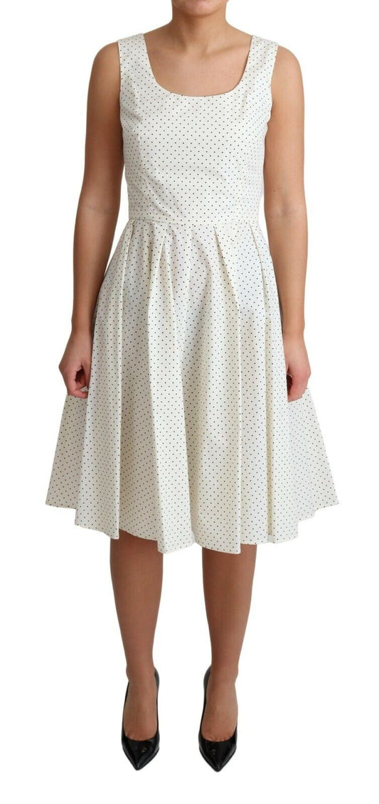 Dolce &amp; Gabbana – Weißes A-Linien-Kleid aus gepunkteter Baumwolle