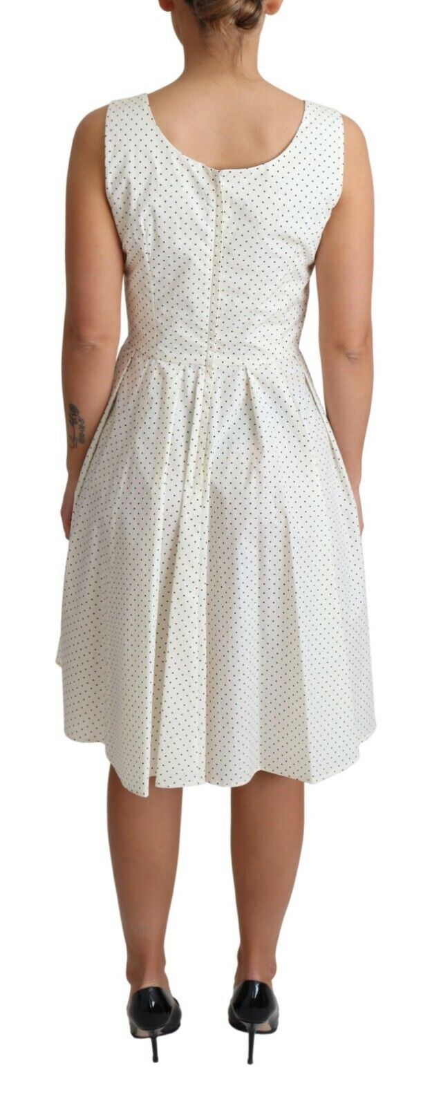 Dolce &amp; Gabbana – Weißes A-Linien-Kleid aus gepunkteter Baumwolle