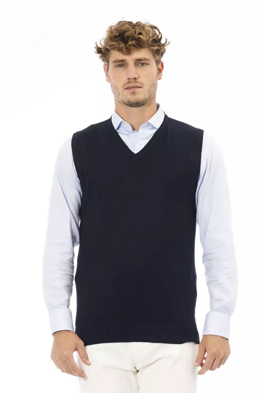 Alpha Studio Blaue Viskose Herrenjacke