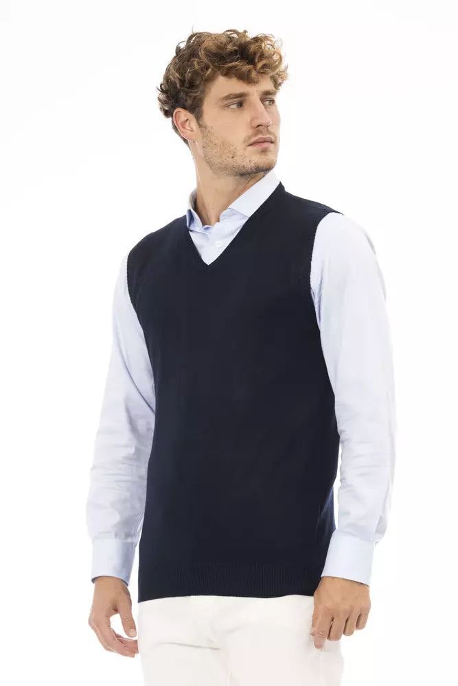 Alpha Studio Blaue Viskose Herrenjacke