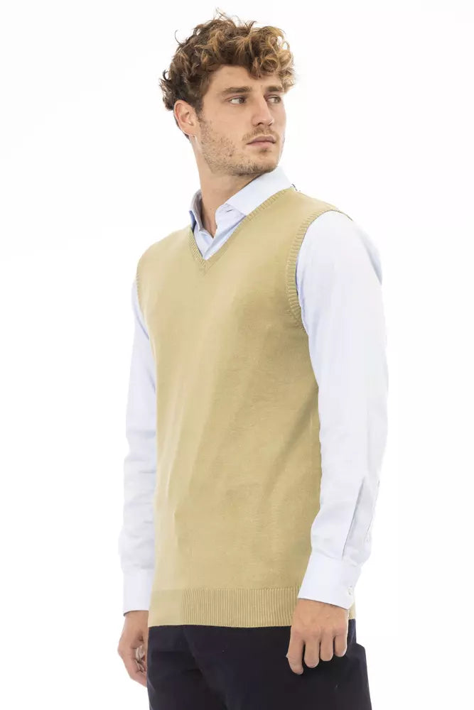Alpha Studio Beige Viskose Herrenjacke