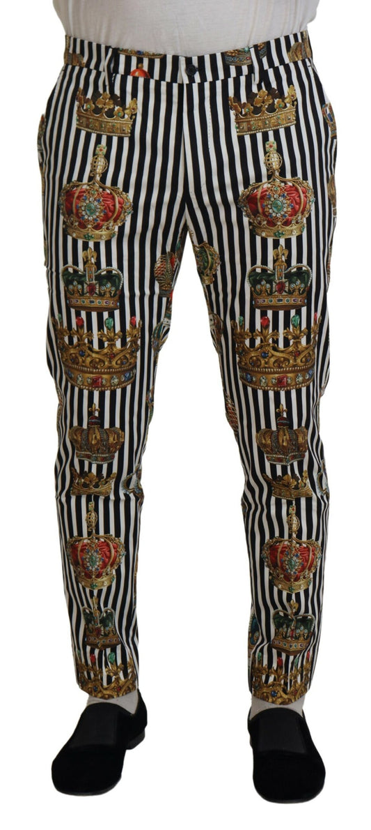 Dolce &amp; Gabbana – Weiße Stretch-Hose aus Baumwolle mit Krone