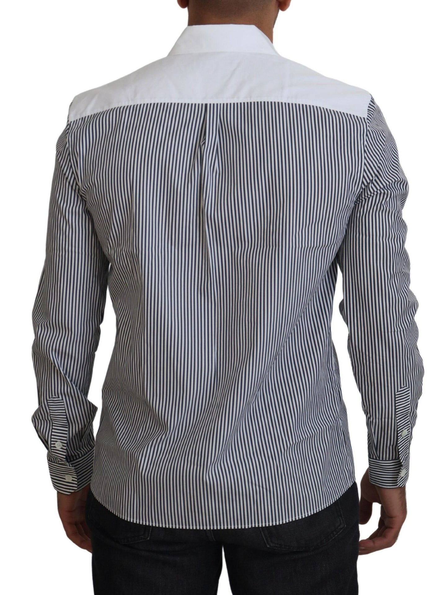 Dolce &amp; Gabbana Grau-weiß gestreiftes Slim Fit-Hemd