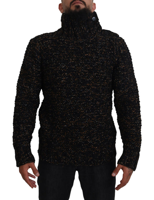 Dolce &amp; Gabbana Brauner handgefertigter Rollkragenpullover
